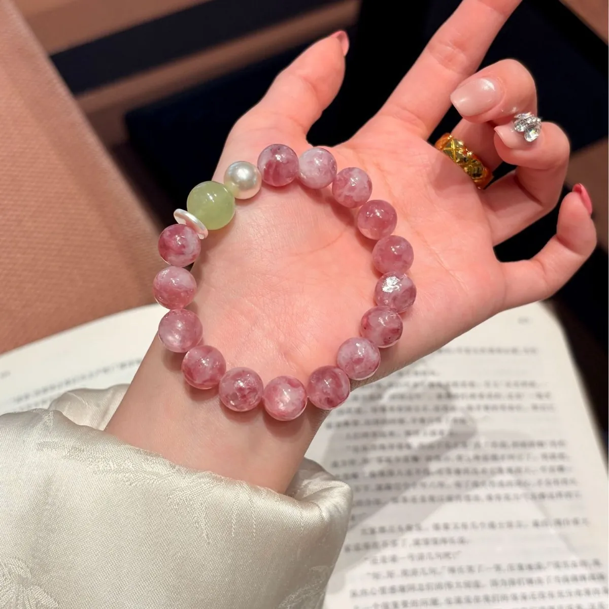 Pink Purple Crystal Bead Bracelet | Natural Stone Bracelet for Women