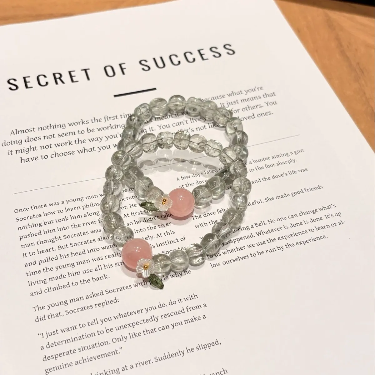 Green Crystal & Pink Crystal Bracelet for Women | 8mm Nugget Beads with Sunflower Charm | Summer Cottagecore Gift for Her