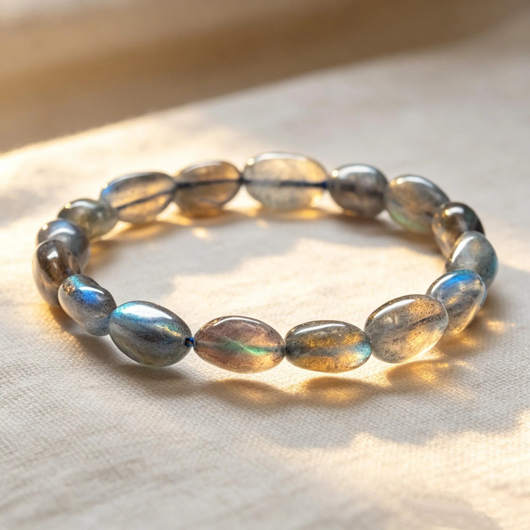 Gelang Labradorite Blue Flash | Hadiah Sempurna untuk Wanita | Barang Kemas Kristal Estetik Viral | Hari Lahir & Ulang Tahun,Herkimer,tenaga,Birthday,Tangan