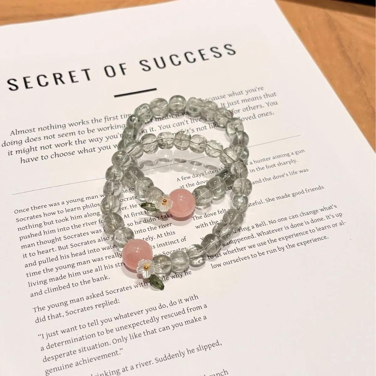 Green Crystal & Pink Crystal Bracelet for Women | 8mm Nugget Beads with Sunflower Charm | Summer Cottagecore Gift for Her,Gelang,Tangan,Kemas,Gaya,Rantai,Bow