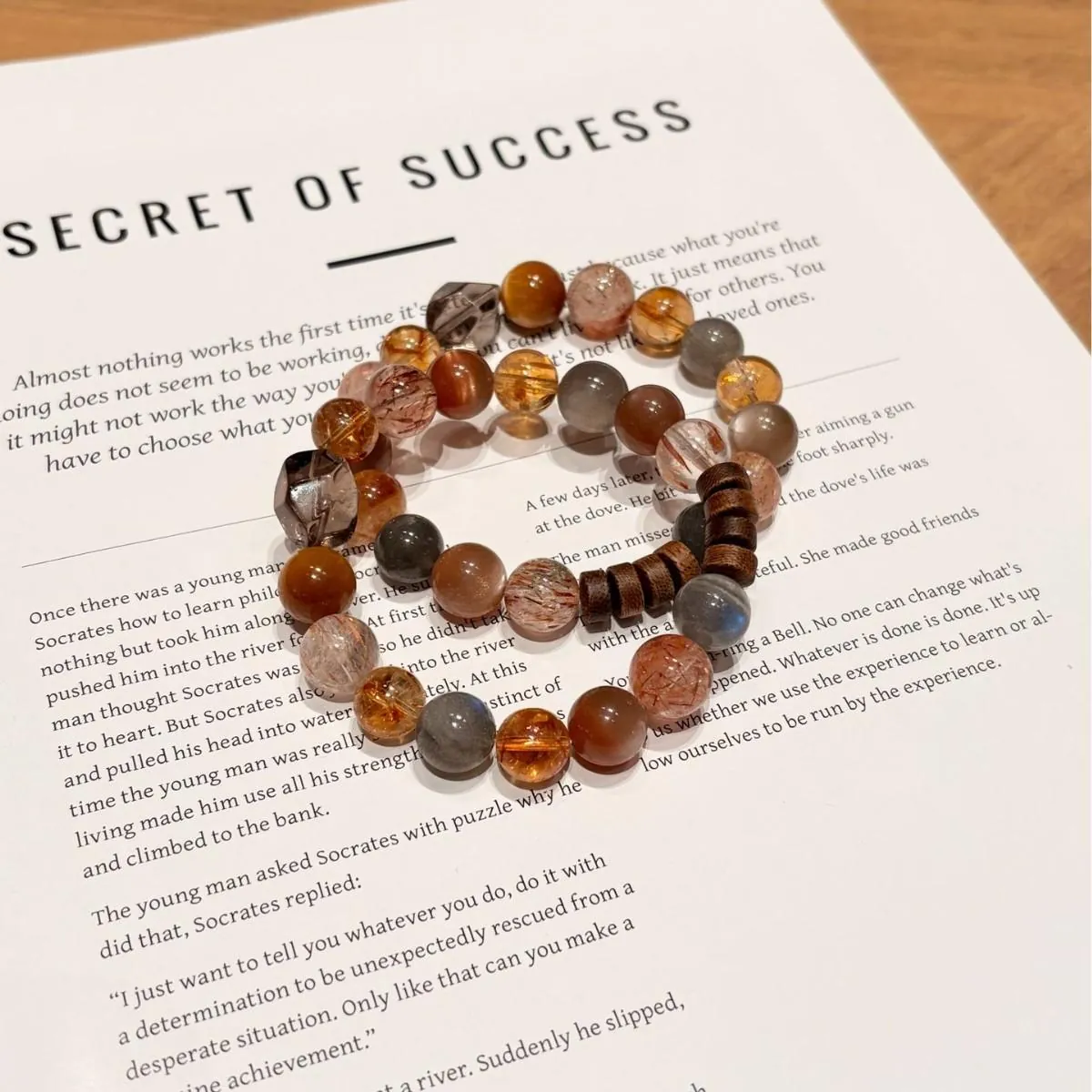 Caramel Moon Natural Stone Bracelet | Tiger's Eye & Moonstone Stretch Bracelet for Women | Zen Gift for Her,Gelang,Tangan,with