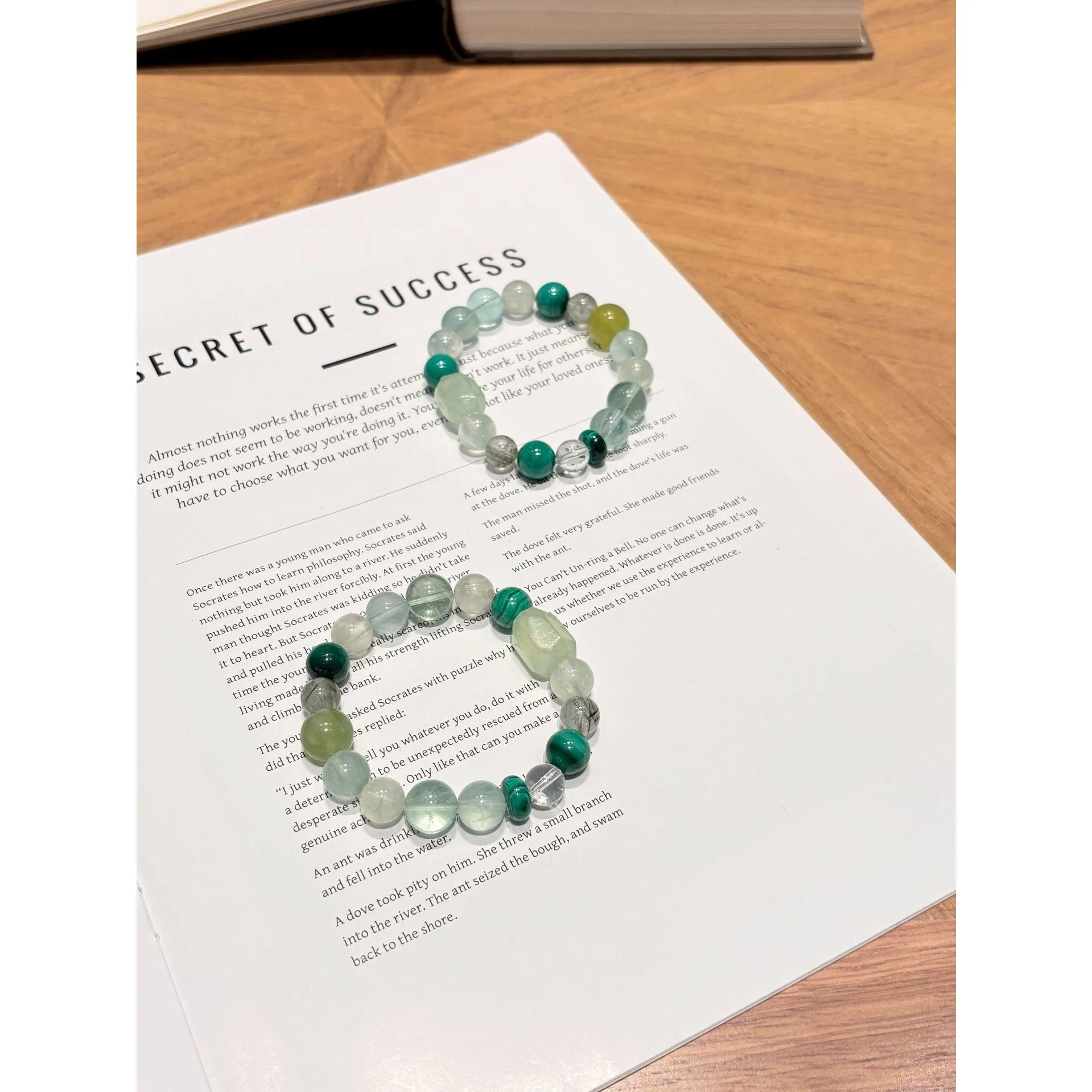Green Forest Crystal Bracelet for Women | Natural Malachite & Fluorite Stone Beads | Boho Cottagecore Gift for Her,Gelang,Tangan,with