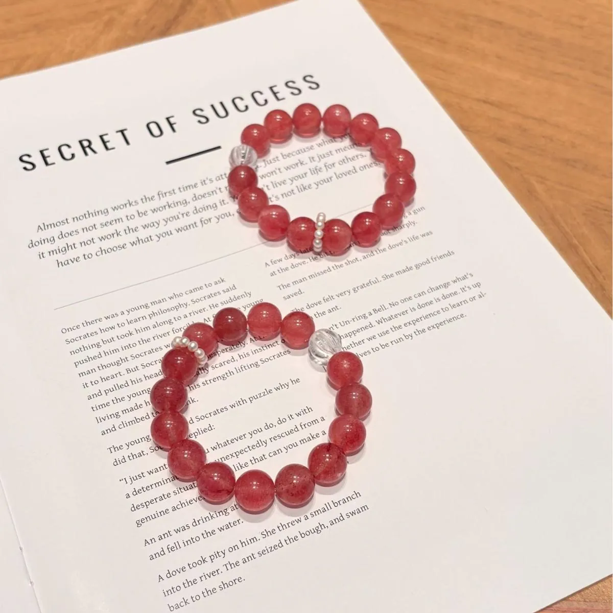 Strawberry Quartz Beaded Bracelet with Freshwater Pearl |   12mm Pink Crystal Statement Stack for Women |   Coquette Romantic Gift for Her,Gelang,Bow