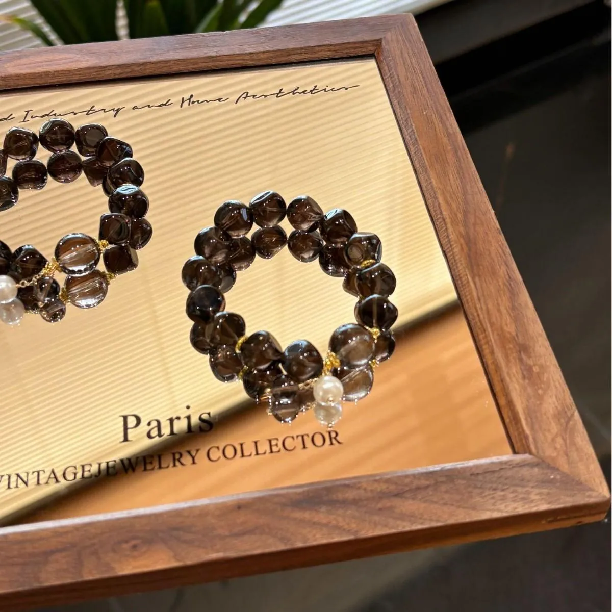 Natural Smoky Quartz Nugget Bracelet |   11mm Free-Form Amber-Brown Crystal + Freshwater Pearl Tassel Charm |   Quiet Luxury Gift for Her,Gelang,Herkimer