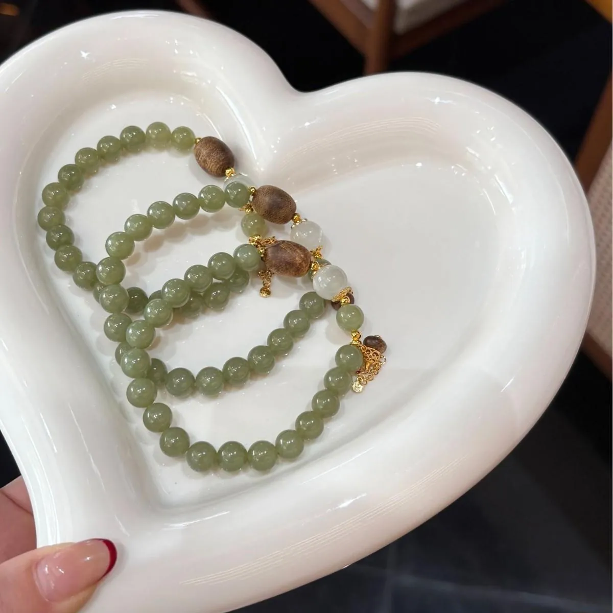 Bergaya,Austria,Kristal,Flowers,Bow,Pink,with,Bracelet,Daily,Anniversary,Auspicious,Birthday,Gelang manik batu hijau sage semula jadi dengan kayu wangi dan batu bulan.| Gelang Tangan Minimalis Zen yan